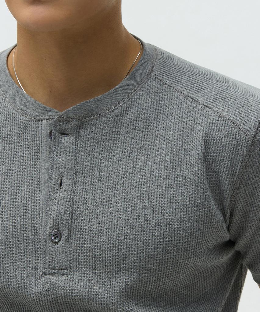 Michikoleondeonseupocheu [2Pack] Waffle Henley Neck Muscle Fit Short Sleeve T-Shirt