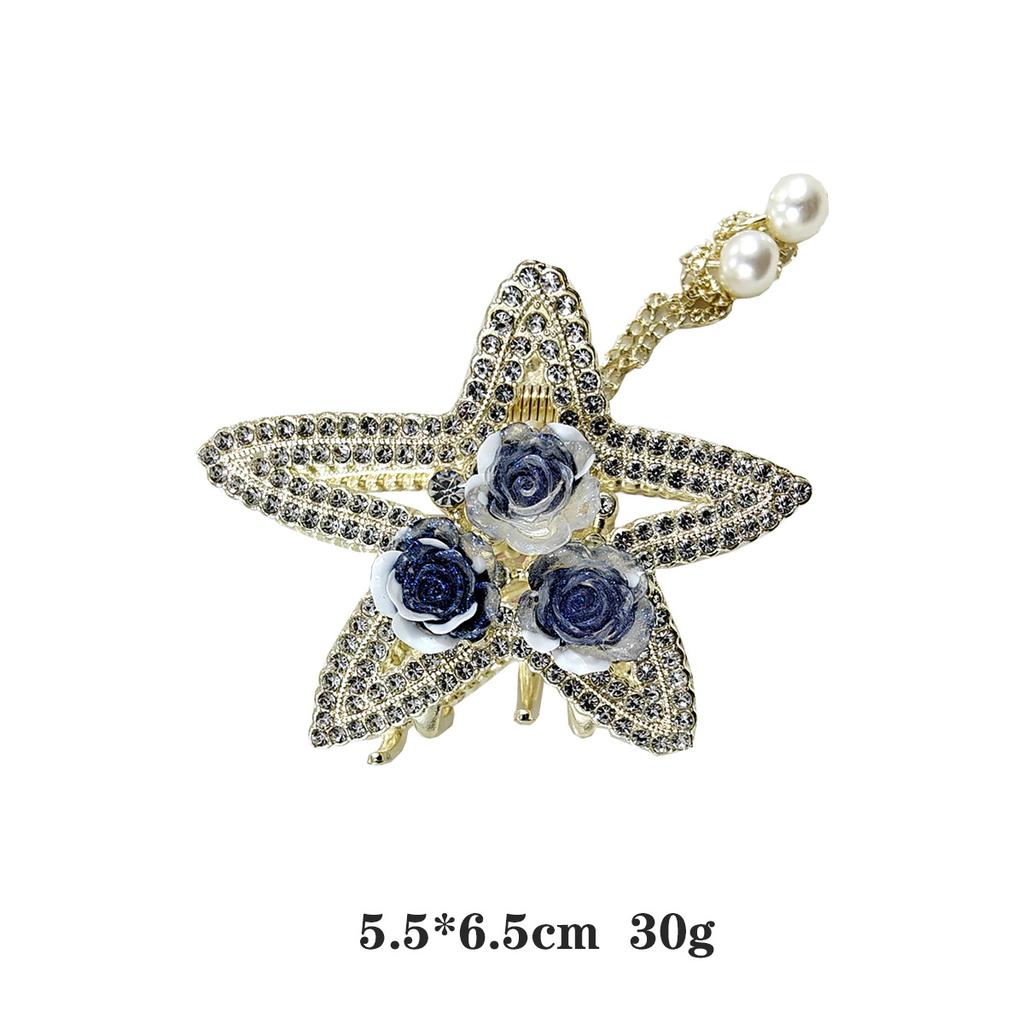 Elegant Large-sized Sweet Women's Hair Clip Diamonds Hollow Heart-shaped Pearl Design Korean-style Accessory for Up-dos