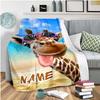 Funny Deer Sticking Out Tongue Customize Your Name Blanket Used For Chair Office Sofa Bed Camping Soft And Warm Giving Friends And Relatives Birthday