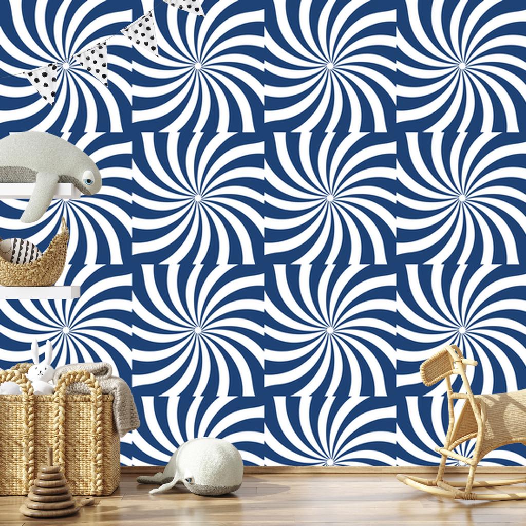 Hippie Background Wallpaper Blue and White for Living Room and Bedroom 50x1000