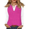 Women's T Shirt Color Block Button Long Sleeve Daily Weekend Fashion Basic V- Neck Regular Top