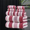 8pcs Set, No Hair Loss, Super Water Absorption, Super Soft Five-Star Hotel Standard Two-Color Striped Interval Bath Towel Combination