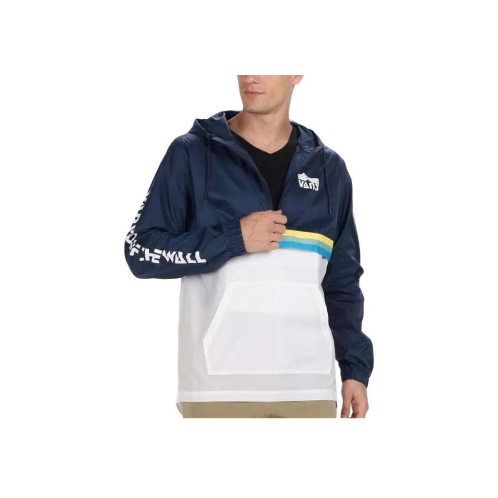 Vans High Elevation Color Block Half Zip Windbreaker Jacket Men Jackets Blue White VN0A4MT1K9T