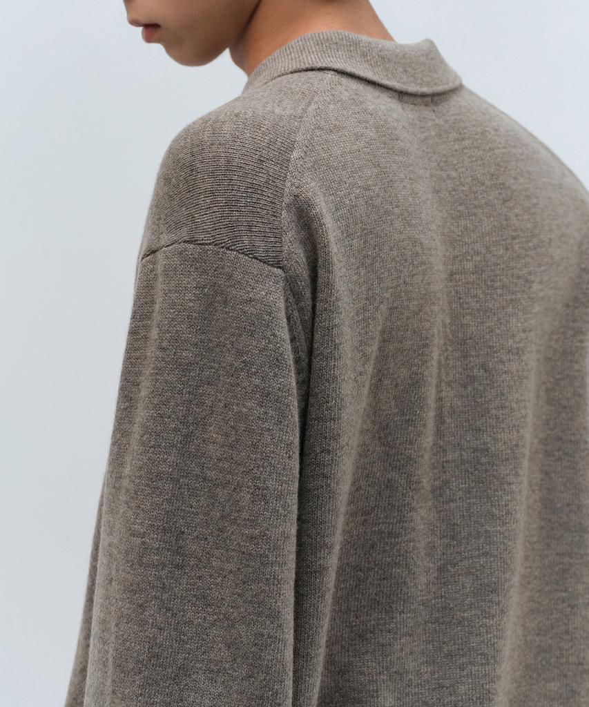 MUSINSA STANDARD [Victoria Wool] Minimal Collared Knit [Taupe]