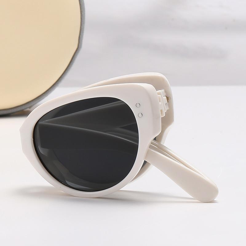 Retro Cat Eyes Foldable  New High-End Fashion-Proof Sun Protection And Ultraviolet Narrow Frame Sunglasses 9674