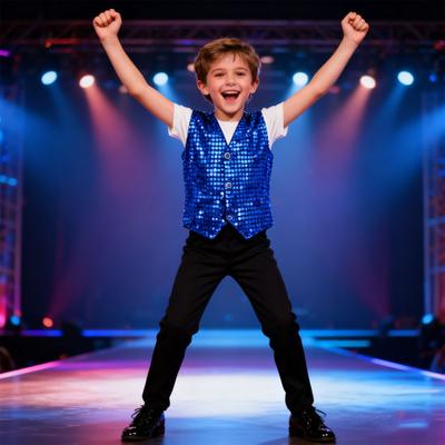 Children's Sequin Vest for Boys Stage Performance Costume Kids Hip-hop Jazz Dance Waistcoat Loose Fit Vest for Parties Performances