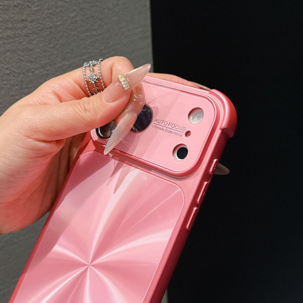 Anti-Drop Metal Paint Phone Case for Apple 17 Pro Max/iPhone 16 with Aurora CD Pattern Lens
