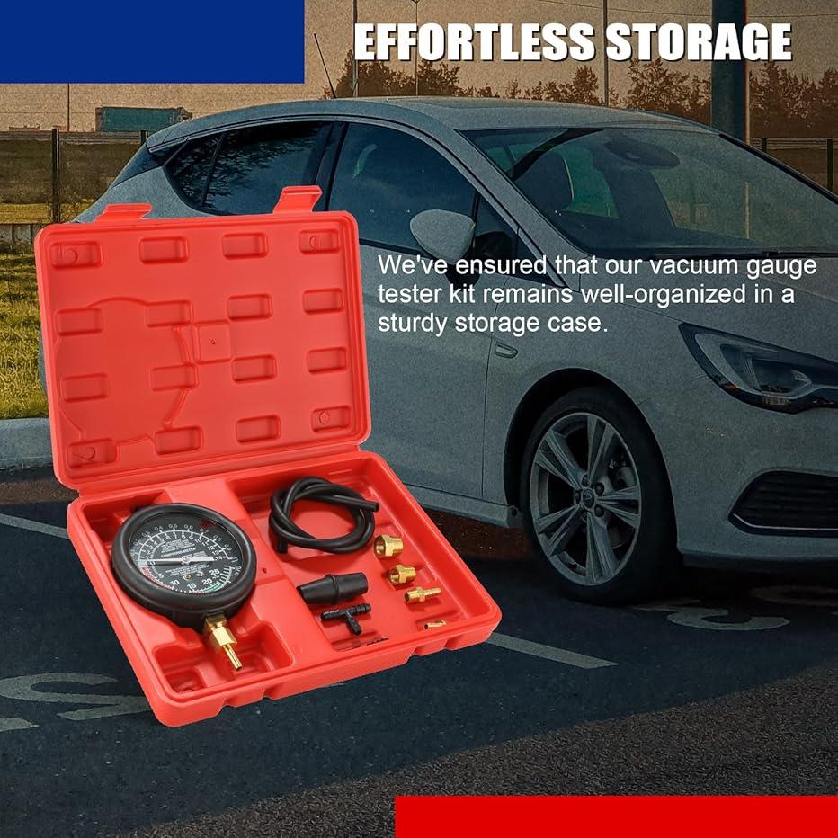 Automotive Cylinder Tester Kit Vacuum Gasoline Engine Compression Meter Pressure Gauge With Adapter