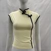 European and American Summer Retro Chinese Style Niche Buckle Women's Slim Fit Cheongsam Collar Top
