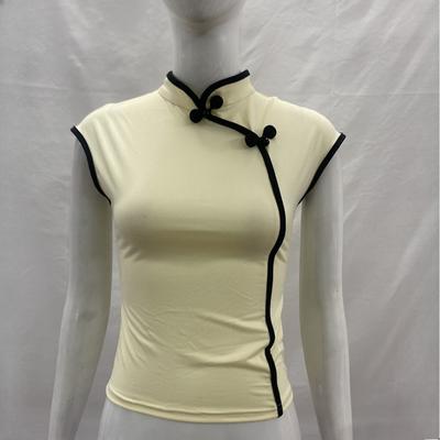 European and American Summer Retro Chinese Style Niche Buckle Women's Slim Fit Cheongsam Collar Top