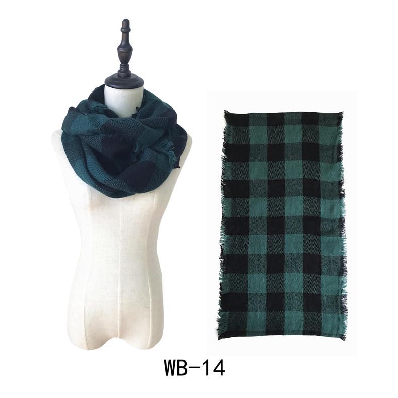 Wind autumn and winter women's warm colorful grid imitation cashmere double-sided fringed grid scarf