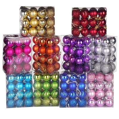 NEW 24pcs Christmas Balls 3cm Colored Ball Pendants DIY Christmas Tree Party Hanging Ornaments Set New Year Home Xmas Decoration