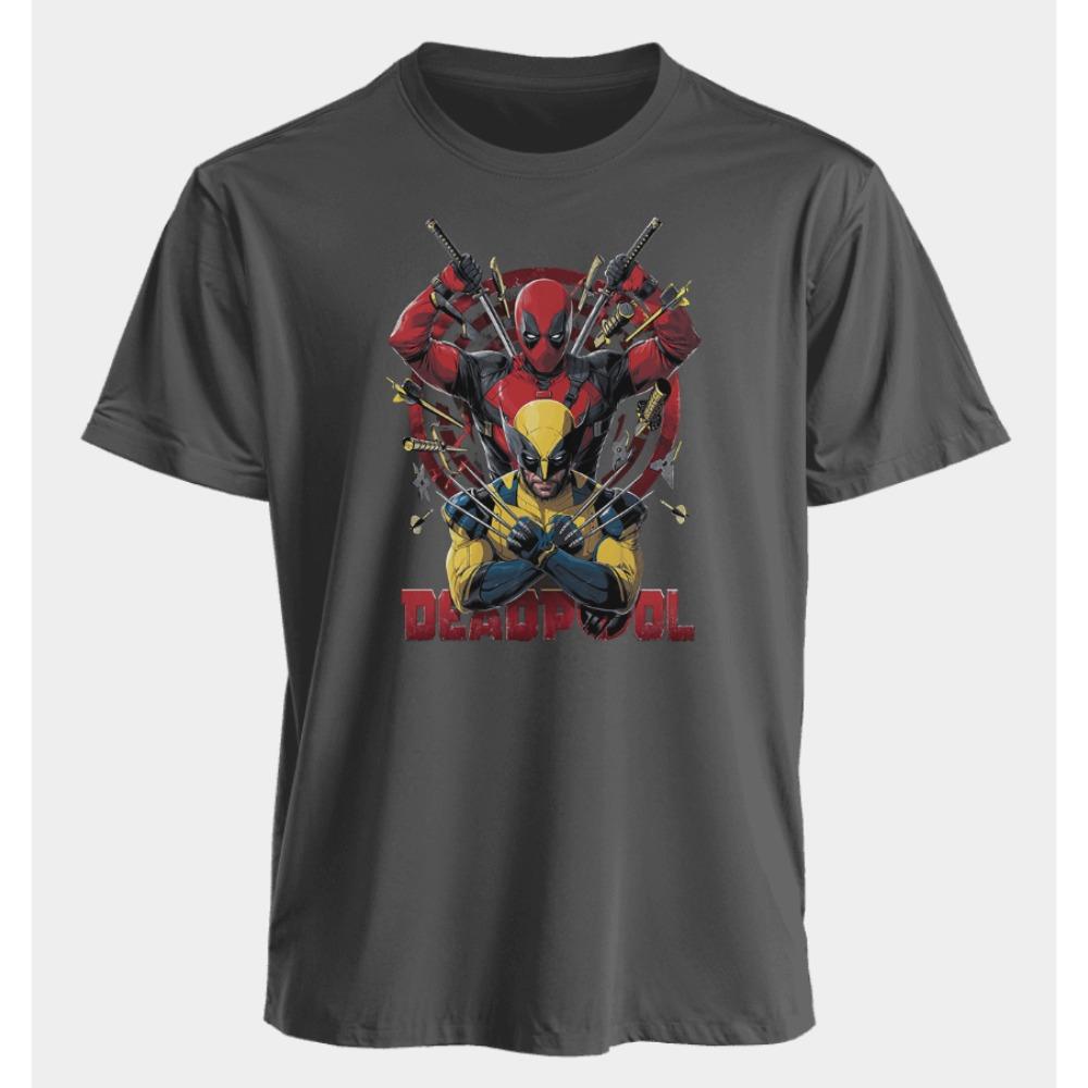 Men's and Women's T-shirts Deadpool Wolverine Summer American Spring and Autumn Basic Sporty Punk Oversized Short-sleeved
