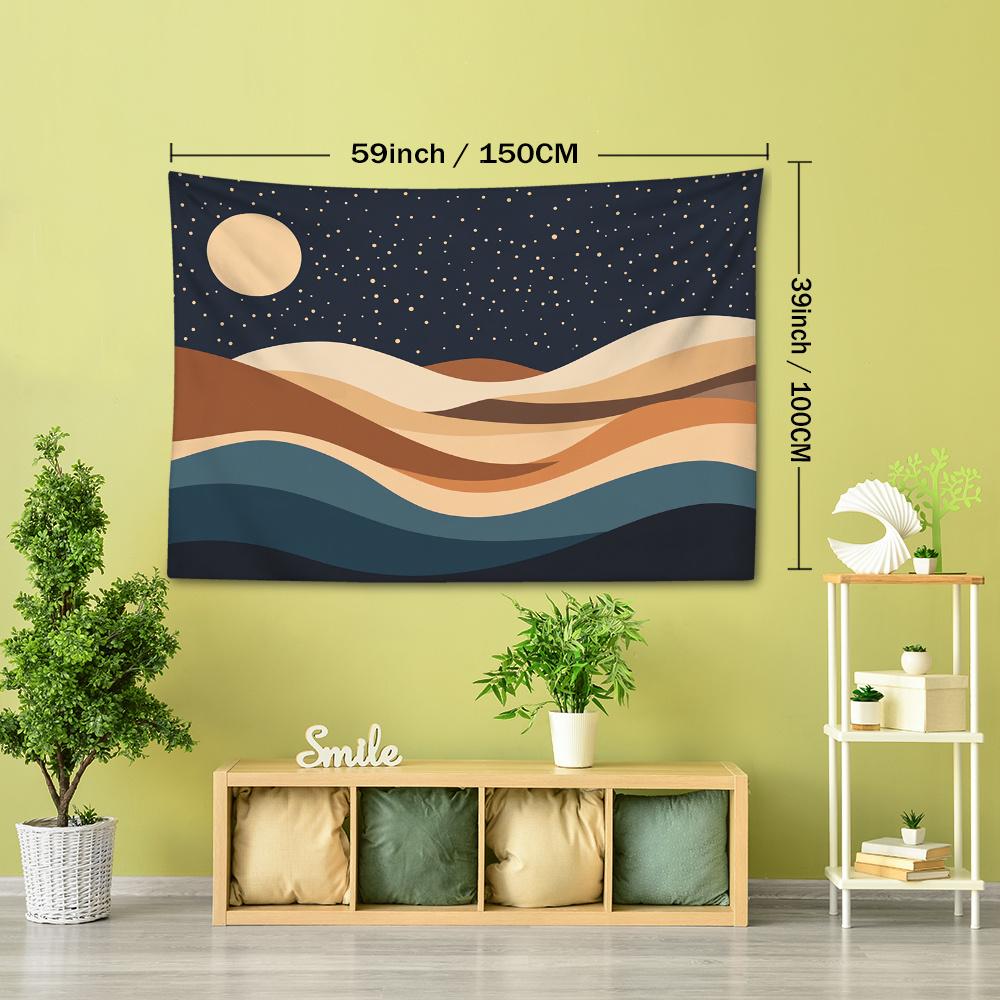 1pc Retro Night Sky Wave Print Tapestry - Create a Cozy Exotic Atmosphere, Bohemian Home Decor for Living Room or Bedroom, Holiday Gift with Installat