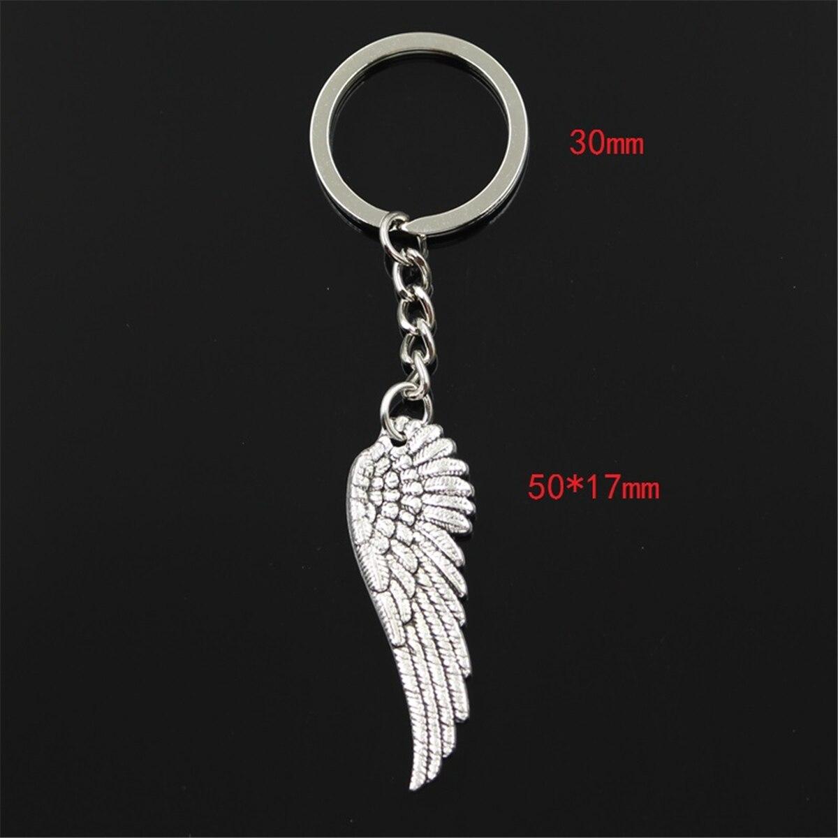 

Модные крылья ангела 50x17 мм кулон 30 мм брелок для ключей металлическая цепочка серебряного цвета для мужчин автомобильный подарок сувенирный брелок
