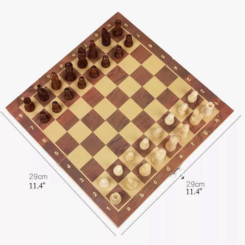 ATEK Wooden Magnetic Handmade Chess Set, Foldable Travel Board Game, Fun Chess