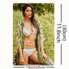 HD Metal Tin Sign Gorgeous Model In White Bikini Retro Metal Wall Art for Beach Poolside Decor X Inch