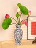 38.5cm/Chinese Ceramic Vase Decoration Living Room Entrance Flower Arrangement Decoration Home Antique Shelf Blue and White