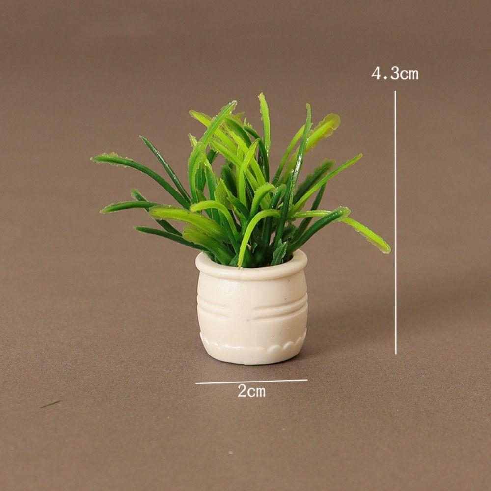 

1:12 Dollhouse Miniature Mini Plastic Simulation Vase Green Plant Finished Flower Outdoor Doll House Model Accessories