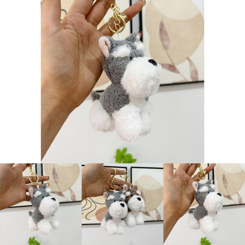 Soft Schnauzer Plush Keychain Cute Dog Stuffed Toy For Bags