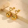 New Waterproof Stainless Steel Ball Pendant Earrings for Women Geometric Twist Heart Gold Plated Earring Vintage Fashion Jewelry