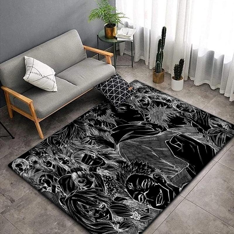 Jujutsu Kaisen Anime Rug Large,Carpet Rug for Living Room Bedroom Sofa Decoration,Doormat Kitchen Non-slip Floor Mat Picnic Camp