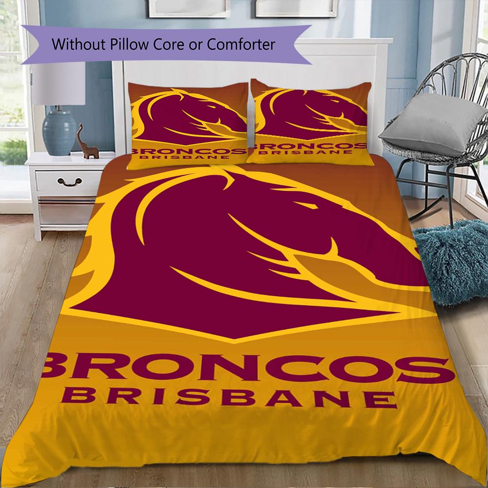 Brisbane Broncos Pattern Bedding,Quilt Set Quilt Cover Pillowcase Home Birthday Gift (1*duvet cover+2*pillowcase,without core)ZSJT0917137