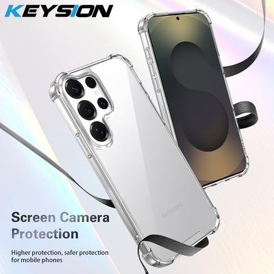 KEYSION Four-Corners Shockproof Transparent Case for Samsung Galaxy S23 S24 S25 Ultra S25+ S23 S24 FE TPU+PC Clear Phone Cover
