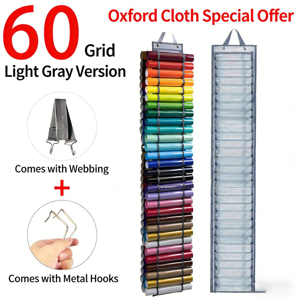 Lettering Heat Transfer Film Specific Bag, Transparent 48-Grid Fits Vinyl Roll Tubes, Hanging Storage Solution