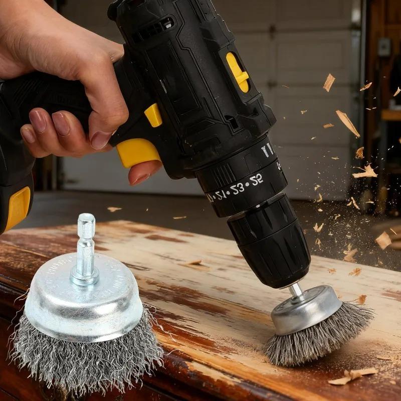 10 Sizes Wire Wheel Brush Drill Attachment Cleaning Polishing Metal Rust Removal Brushes Rotary Cleaning Accessories Tools