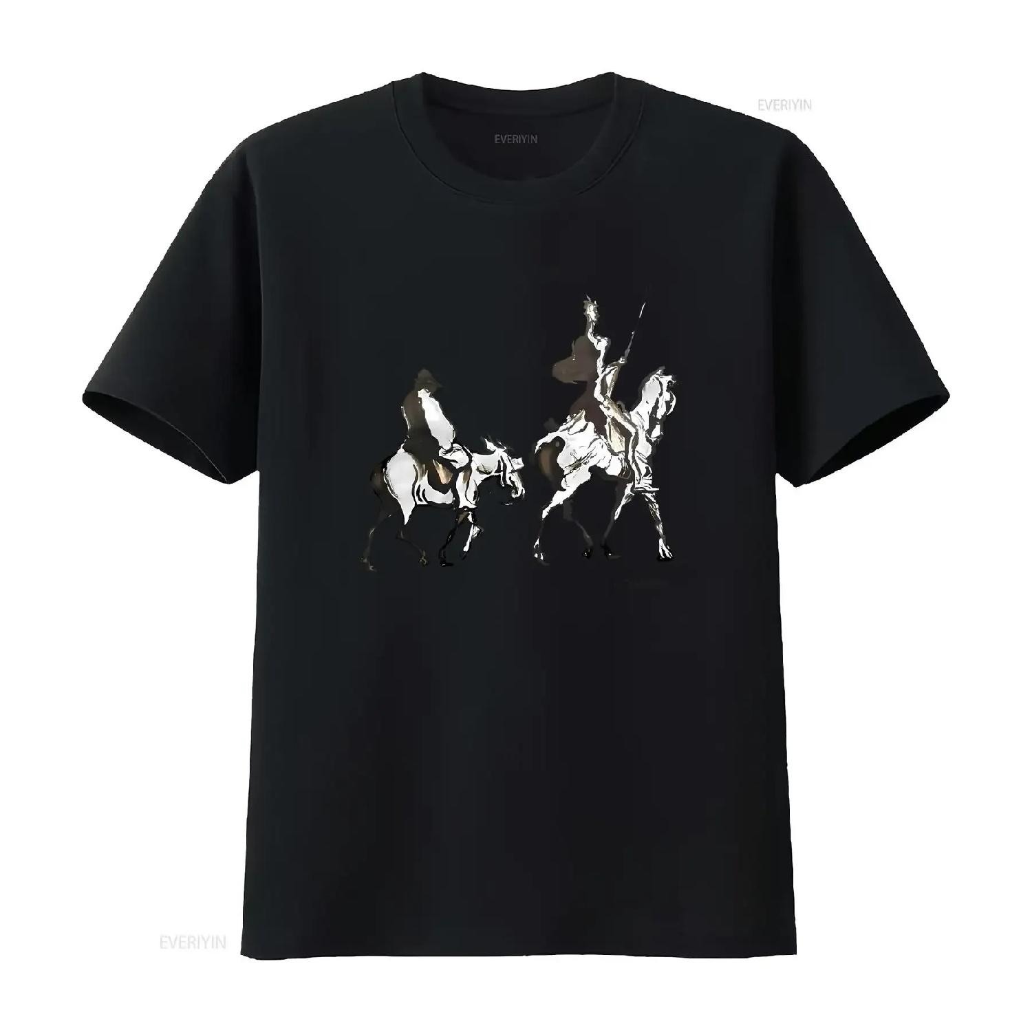 

Honoré Daumier Don Quixote and Sancho 1870 Artwork T shirt vintage Washed Soft Comfortable fashion Breathable Stylish graphic XXXXXL чорний