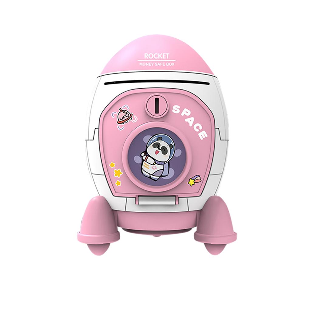 Piggy Bank For Boys Girls Cartoon Space Rocket Large-capacity Money Saving Box Desktop Decoration For Birthday Gifts