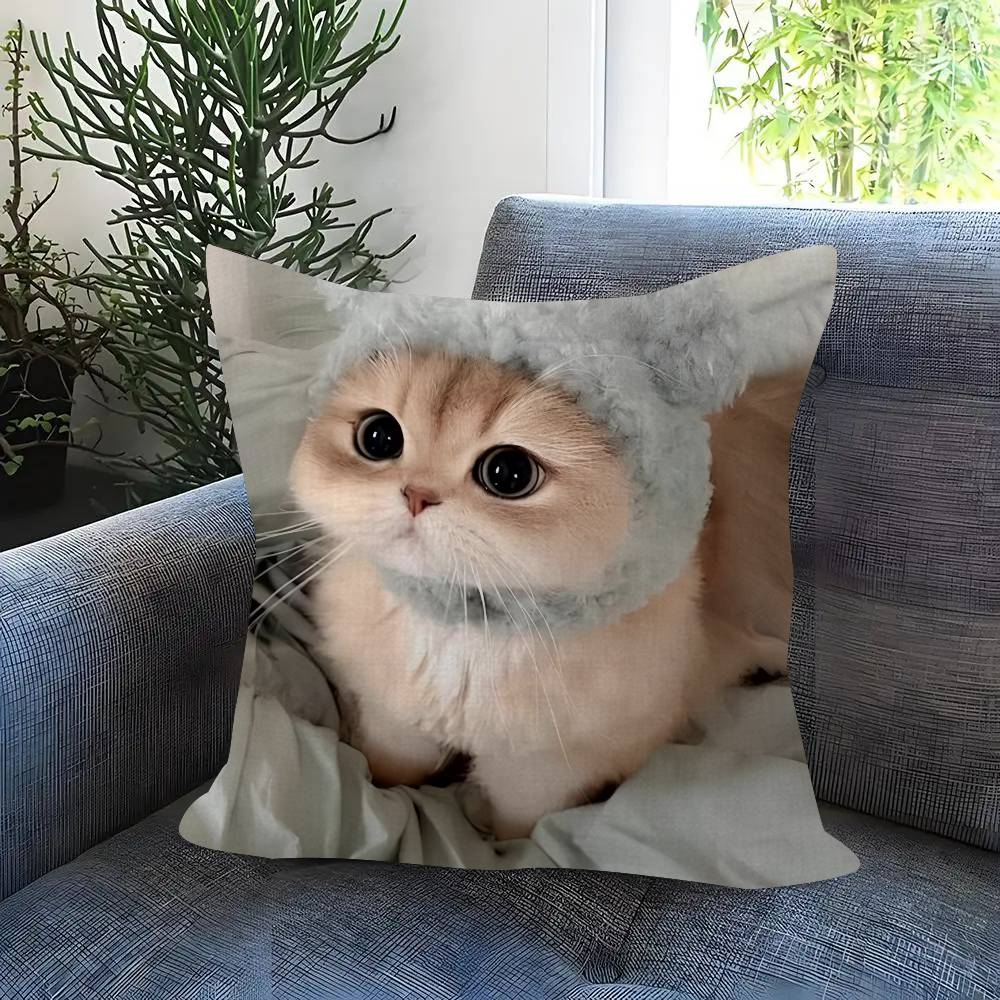 Cute Funny Cat Meme Maple Design Cushion Cover Happy Autumn Harvest Decor Holiday Decorati Pillow Cover