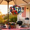 Artificial Outdoor Flower with Hanging Baskets, Red White Blue Fake Flower Planter, Patriotic Decor for 4th of July, Porch Garden