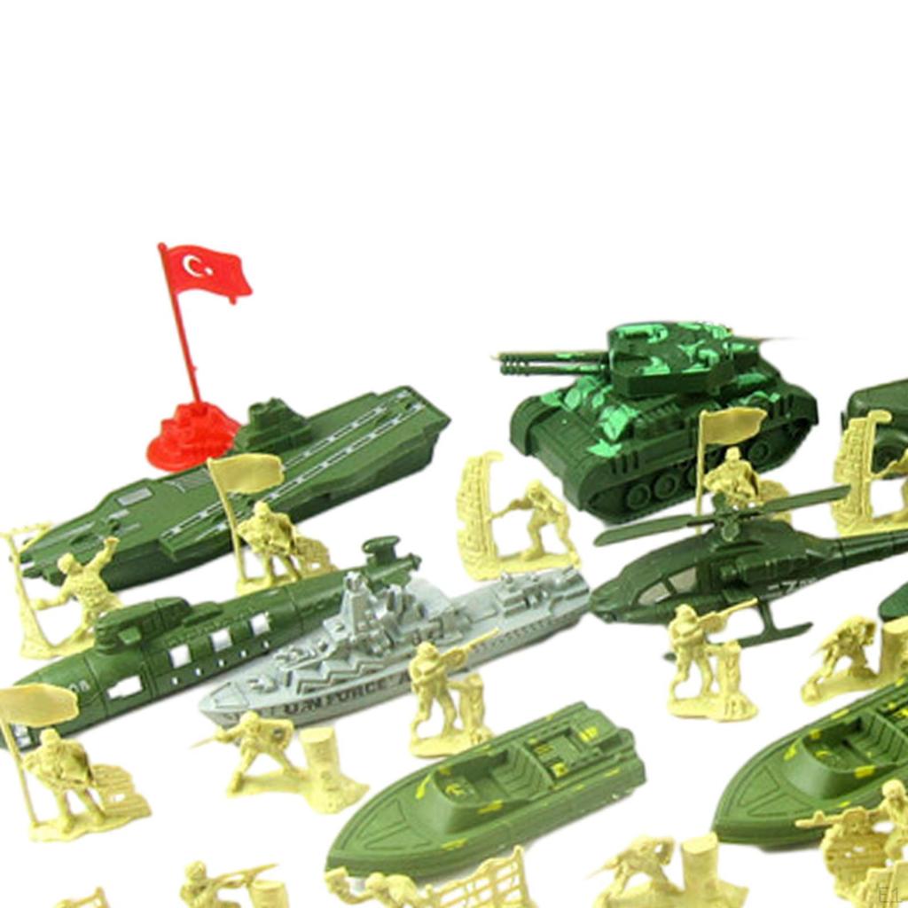 52 Pieces Soldier Figures Toys Playset Sand Table Decor Mini Layout Model Men Soldiers with