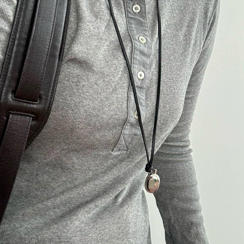 Black Leather Water Bottle Pendant Necklace - Versatile, Chic Accessory for Women