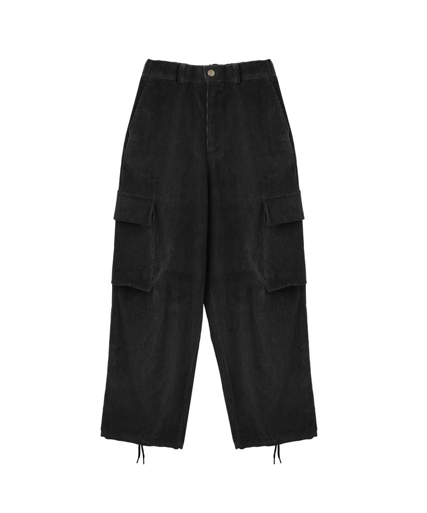 GOSTREET Semi-Wide Corduroy Cargo Pants Black