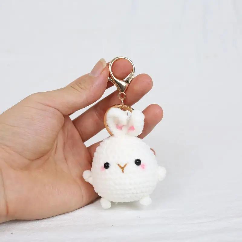 Pendentif Porte-clés Crochet Lapin Amusant Pour Cadeaux Porte-clés Lapin Mignon Pendentif Animal en Laine Fait Main Pour Sac Personnalisable brown