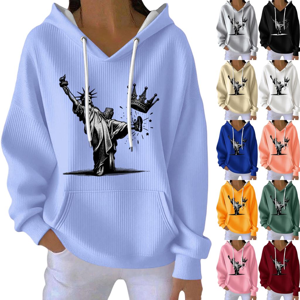Women's Fashion Casual Long Sleeve Loose Printed Pullover Sports Long Sleeve Sweatshirt