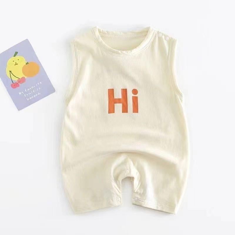 

Очаровательный ромпер со смайликом для маленьких мальчиков и девочек, пижама летнего стиля без рукавов 66 cm