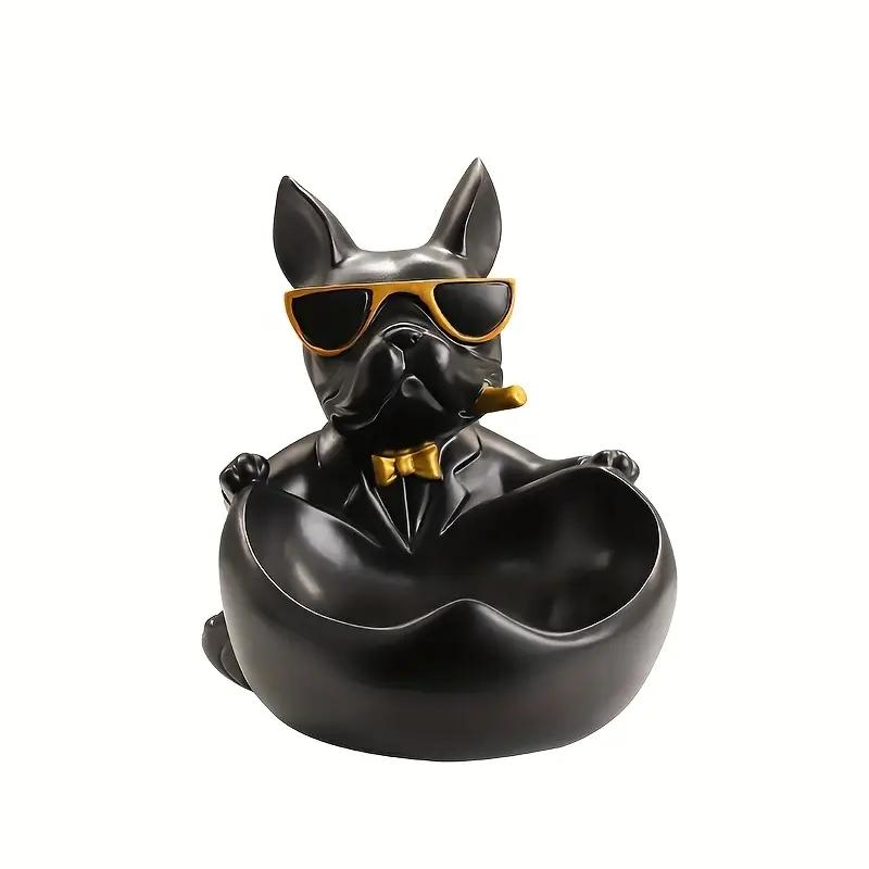 

Creative Sunglasses Cool Dog Statue Bulldog Statue Storage Box Animal Decoration Resin Craft Art Statue Home Decoration Gift