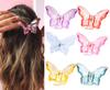 ANNACREATIONS 6 Pcs Korean Style Large Plastic Transparent Multicolor Color Butterfly Hair Claw Clips Long Jaw Clutches Hair Accessories for Women a