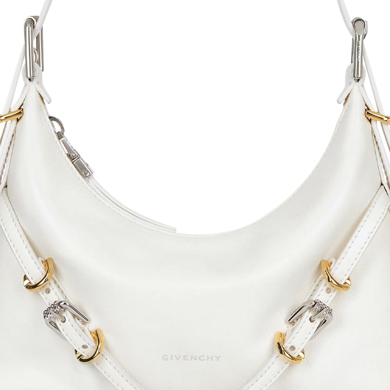 Givenchy Voyou Embossed Cow Leather Portable Crossbody Bag, Shoulder Bag Women's Ivory White BB50THB1Q7-105
