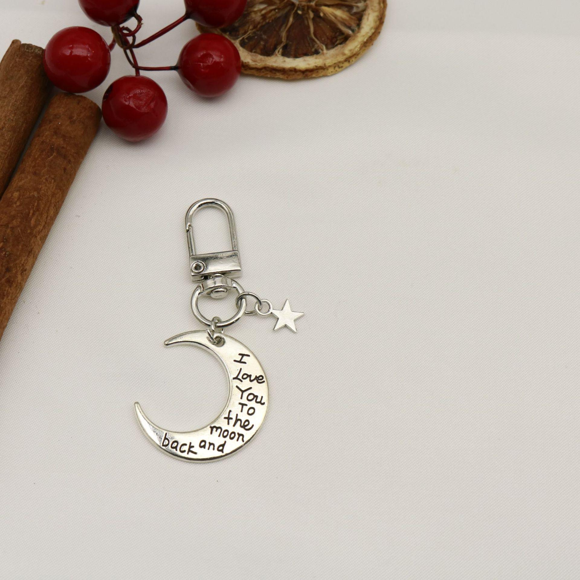 Trendy DIY Alloy Sun, Star, Moon & Heart Keychain Pendant for Backpacks & Couples