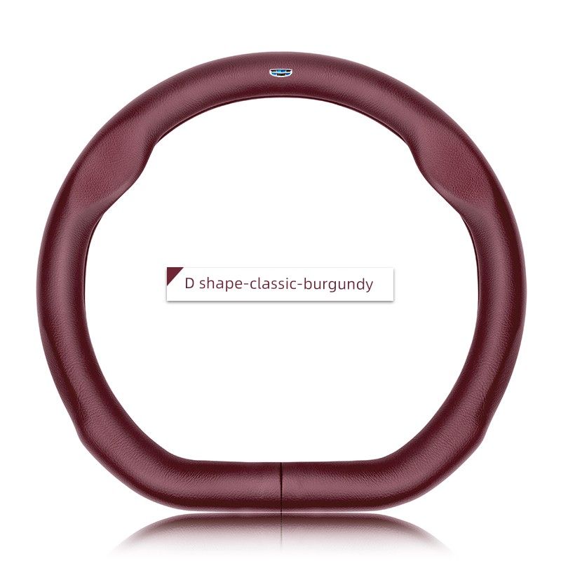 

Suitable for Geely Xingyue Car Steering Wheel Cover, 25 Models of Ultra-Thin Genuine Leather Anti-Slip Protective Car Handle Cover for All Seasons D-Shaped Classic Wine Red Lucky Charm