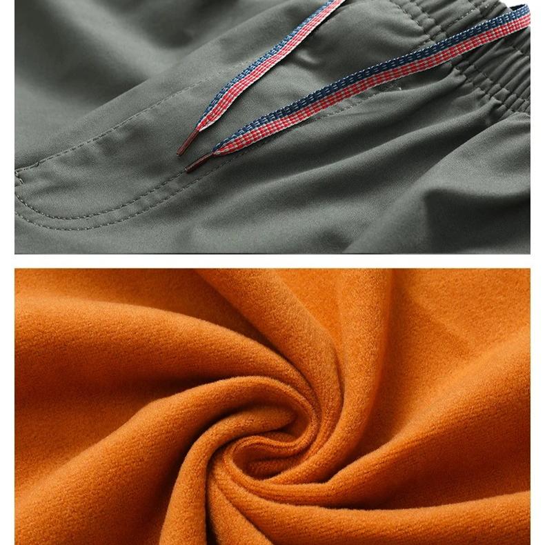 Big Size Men's Autumn Winter Pants Fleece Lining Trousers Men Loose Fit Many Pockets Long Pants 5XL 6XL Classic Pants