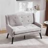 Premium Linen Bench (2-Seater) with Non-Slip Wood Legs and High-Density Foam Cushion – Button-Tufted Accent Chair for Living Room, Bedroom and Office