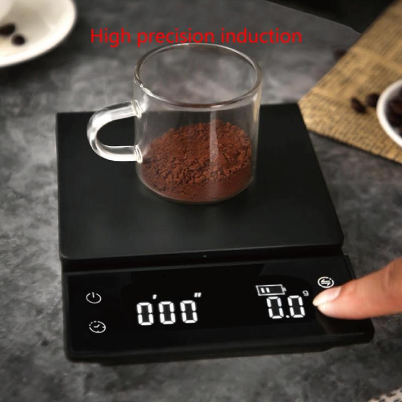 Digitale Kaffeewaage Wiederaufladbare Pour-Over Kaffeewaage mit Timer Tropfkaffeewaage LED Großanzeige für Haushalt