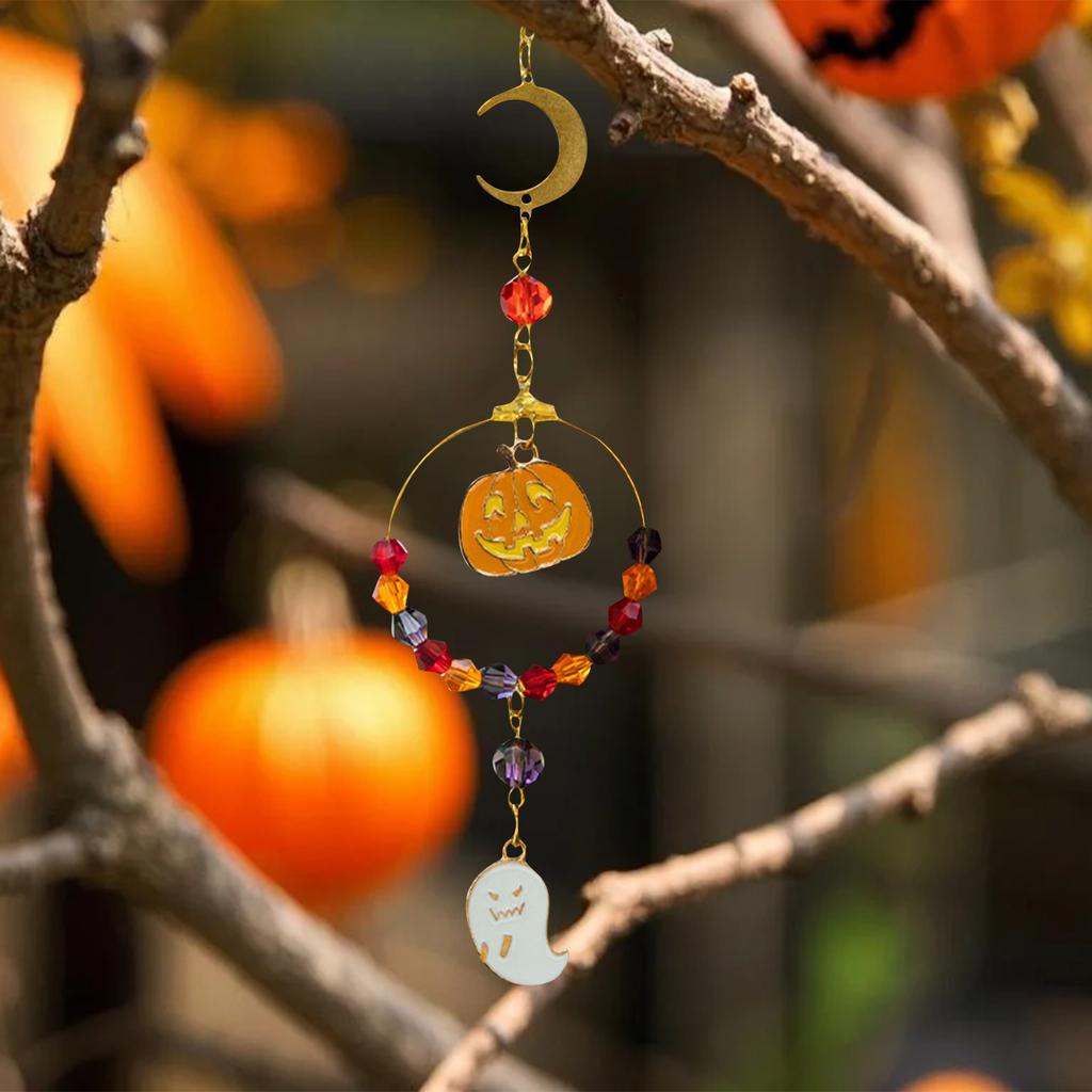 Halloween Pumpkin Party Hanging Ornaments Catcher Crystal Wind Chime Crafts Decoration