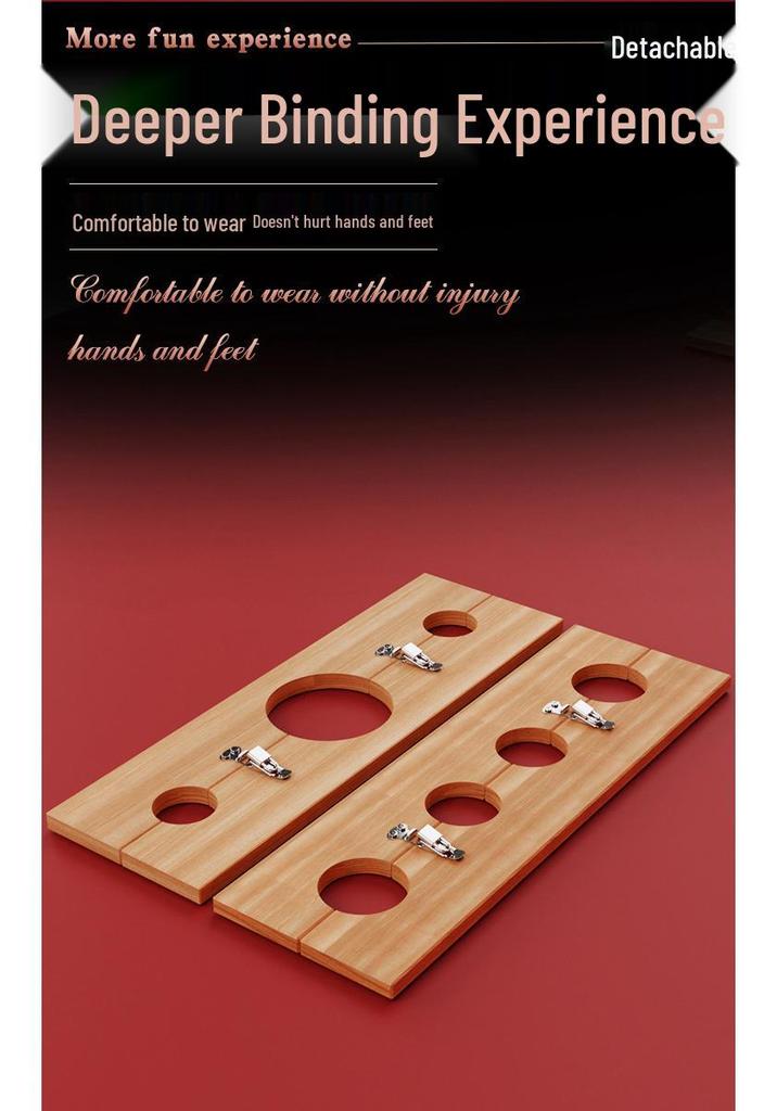 Manette e Manette ai Piedi in Legno Fatte a Mano Long Love per Restrizione di Coppie